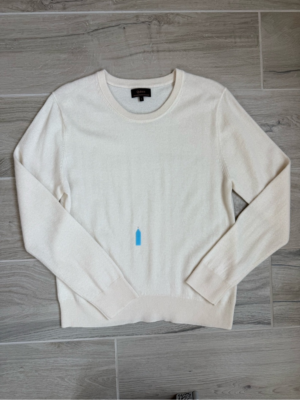 New Quince Womens Large Ivory Mongolian Cashmere Crewneck Sweater 100% Cashmere